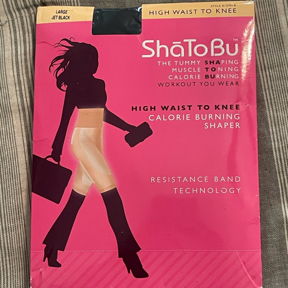ShaToBu Large Jet Black High Waist to Knee GET FIT SHAPER The Workout You Wear